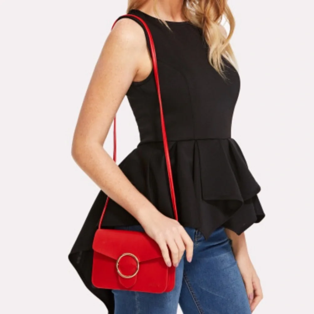 🔴 Small Dark Red Crossbody Shoulder Bag